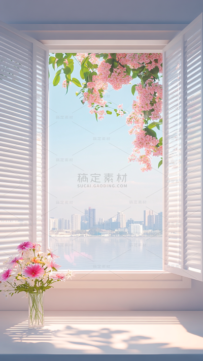 家居系列-通用-写实窗前木桌面背景
