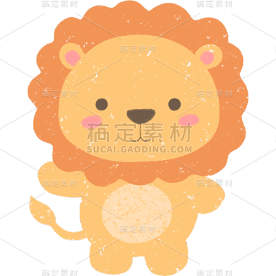 动物系列蜡笔涂鸦狮子元素