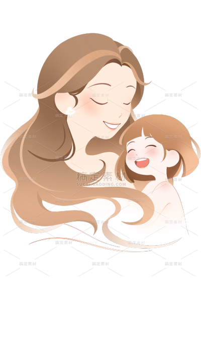 母亲节-唯美感温馨亲子互动插画元素