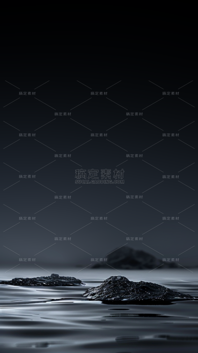 通用黑色水面简约场景背景素材