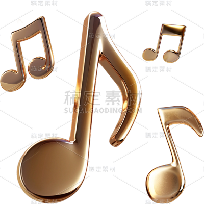 装饰系列金色3D-金属音符通用元素素材