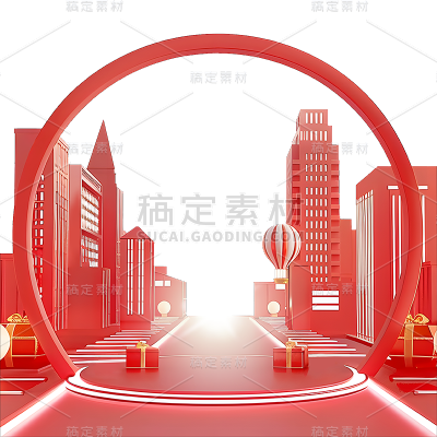 618通用促销3D城市通道AI套系元素素材