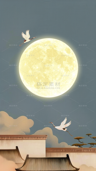 中秋系列通用建筑月亮背景素材