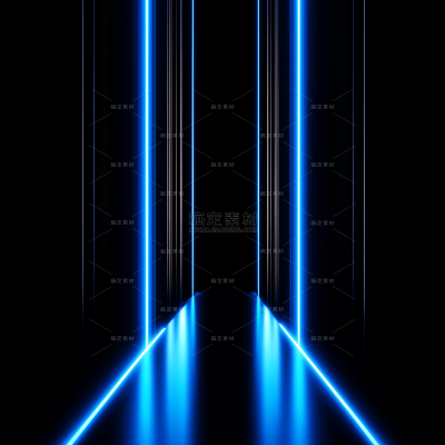 特效系列科技感蓝色线组空间感光效