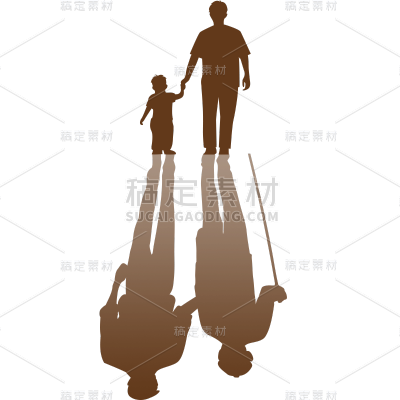 父亲节简约父子人物剪影元素素材