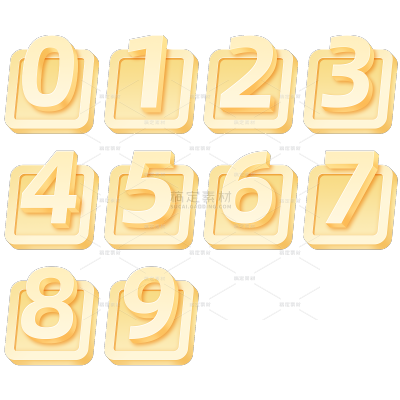 常规立体感方圆形金属数字金色标签