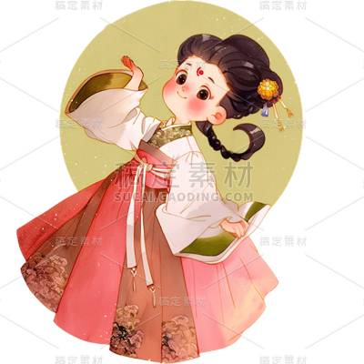 人物系列古风插画可爱美女人物