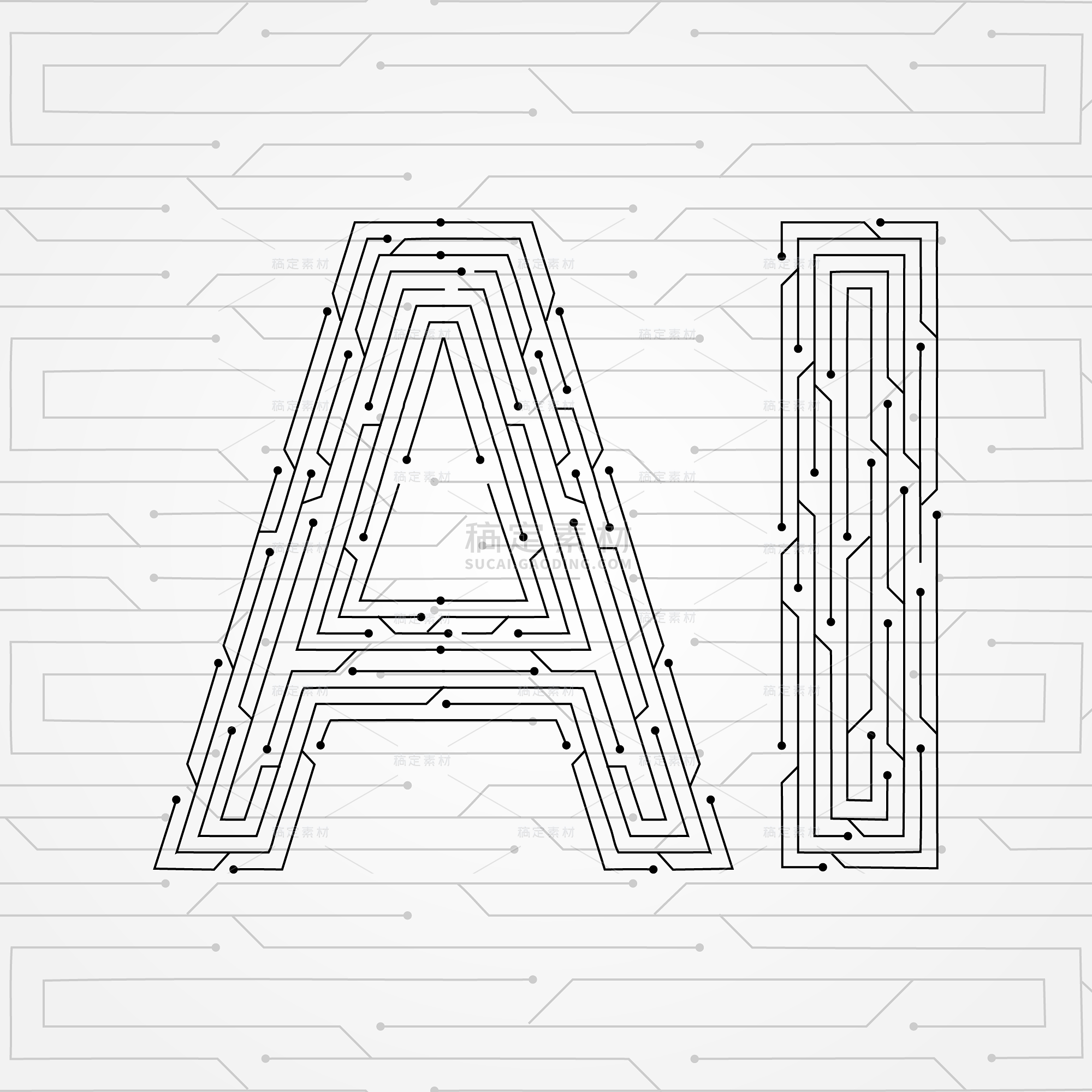 常规通用线路AI字形背景素材
