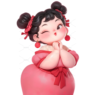 妇女节卡通感3D石矶娘娘插画人物元素