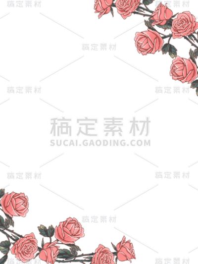 通用手绘插画花朵玫瑰花边框元素