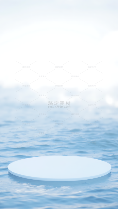 风光系列写实水面蓝天白云展台