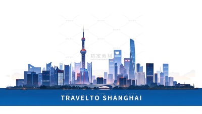 建筑系列扁平风矢量上海城市建筑（td）
