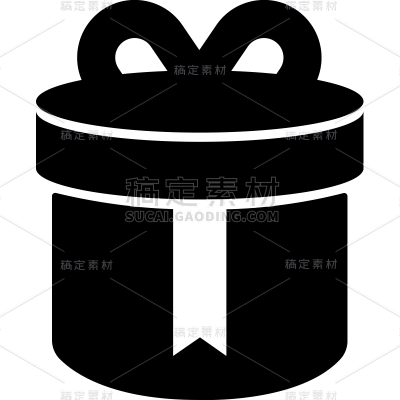 礼物盒元素简洁线条黑白贴纸