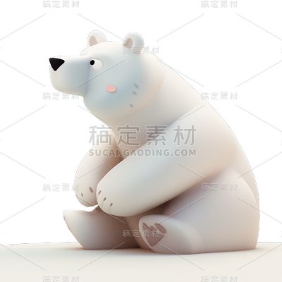 通用可爱感3D立体白色熊北极熊元素贴纸