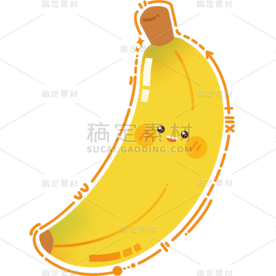 果蔬通用-可爱描边拟人水果元素