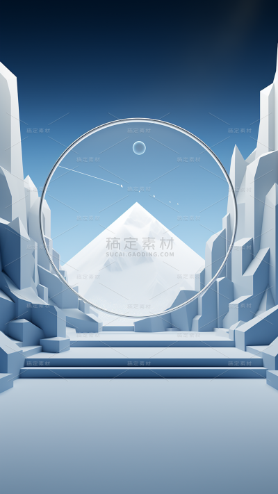 小雪节气冬季冬天通用实景雪山冰川雪地天空风景展台场景背景