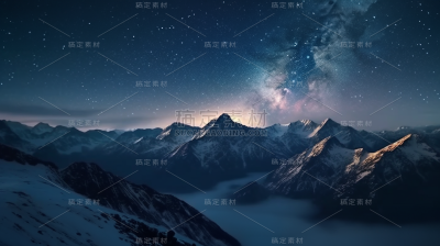 夜空山峰自然风景