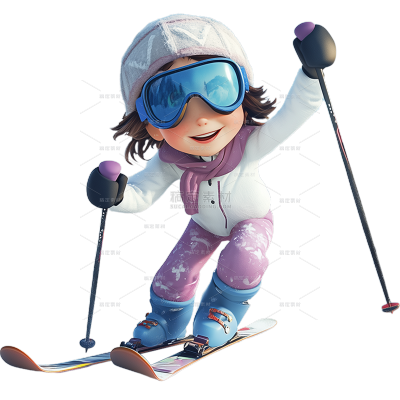冬天通用皮克斯可爱滑雪人物素材