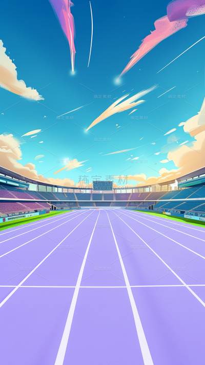 巴黎奥运会薰衣草紫色跑道场景背景