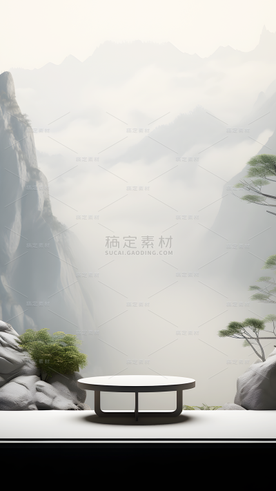 通用电商传统中国风中式自然山树场景背景