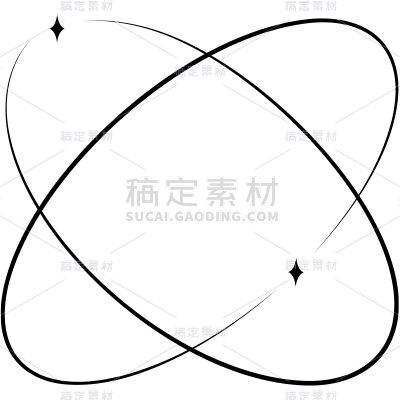 通用-酸性圆形线条+星星贴纸几何系列