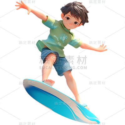 夏天通用3D夏日运动人物元素素材
