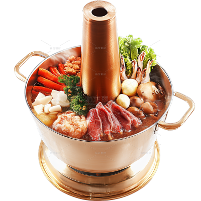美食写实铜锅火锅