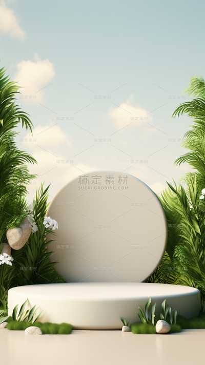 通用电商简约风绿植植物静态场景背景
