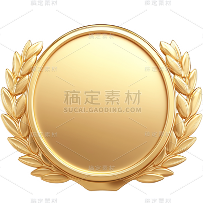 表彰系列轻拟物风圆形底麦穗徽章贴纸