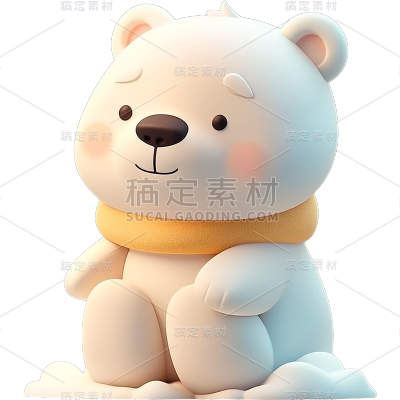 通用可爱感白色北极熊小熊动物贴纸