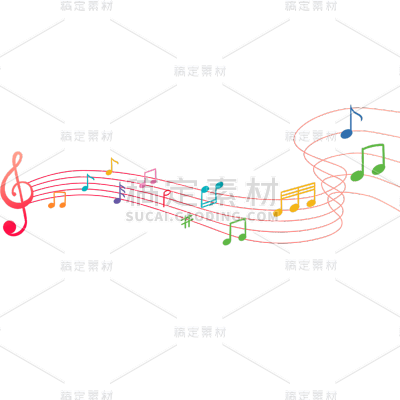 装饰通用插画彩色五线谱音符元素素材