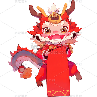 龙年春节通用卡通插画中式拟人龙形象人物动物贴纸