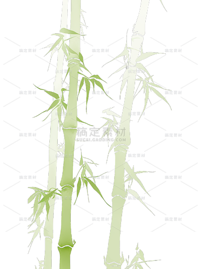植物系列水墨风插画竹子竹叶
