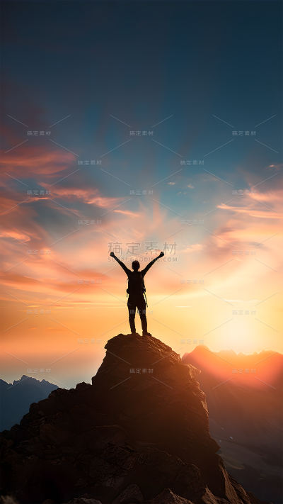 五四青年节通用人物登山背影背景场景图片素材