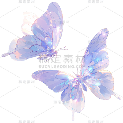动物系列梦幻插画渐变正面两只蝴蝶