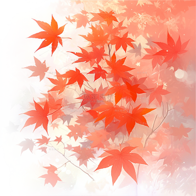 秋天肌理弥散前景枫叶插画元素