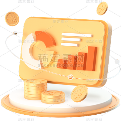 金融理财保险3D立体C4D金币组合元素