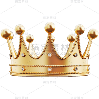3D立体金属金色皇冠免抠元素