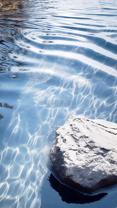 通用3D立体C4D水面礁石场景背景图片素材