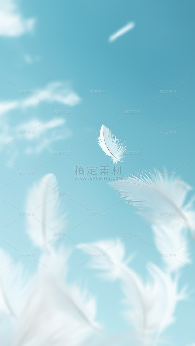 装饰系列写实蓝色轻盈感羽毛背景