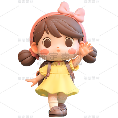通用3D卡通感可爱小女孩儿童人物贴纸