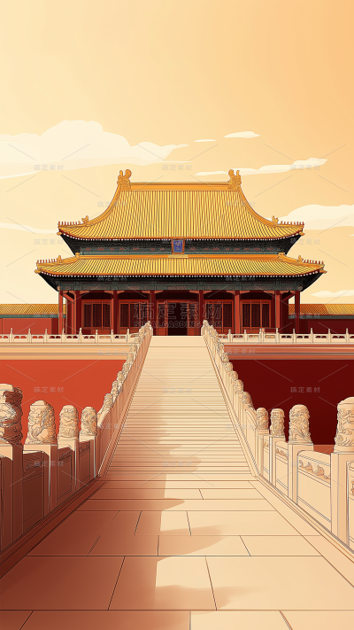 故宫博物馆插画图片