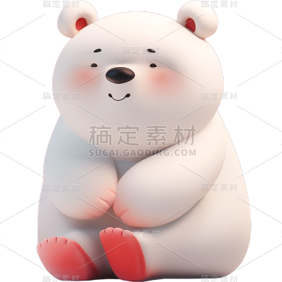 通用可爱感3D立体白色小熊元素贴纸
