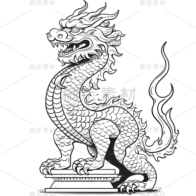 通用插画神话生物中式传统龙元素贴纸