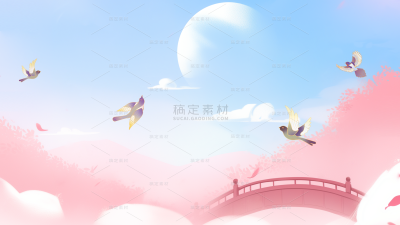 七夕情人节系列漂浮花瓣鹊桥通用背景素材