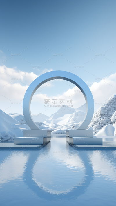 小雪节气冬季冬天通用实景雪山冰川雪地天空风景展台场景背景