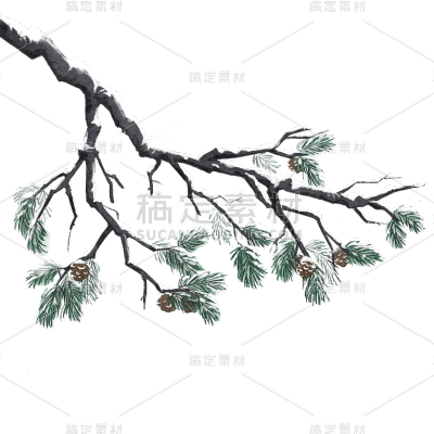 冬天冬季冬日积雪树枝植物元素