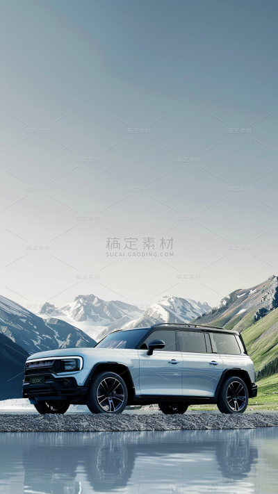 交通系列写实车侧面大自然背景