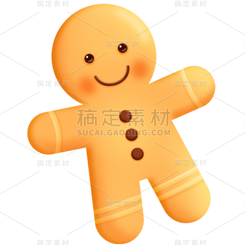 圣诞节平安夜气笔伪3D姜饼人元素