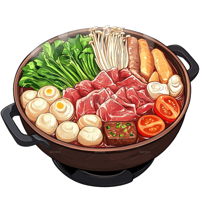 美食卡通插画火锅